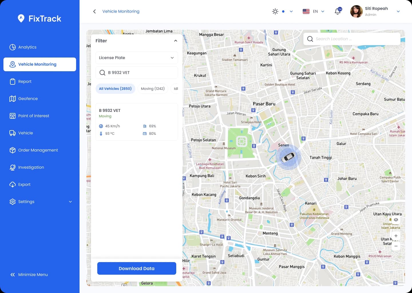 FixTrack dashboard